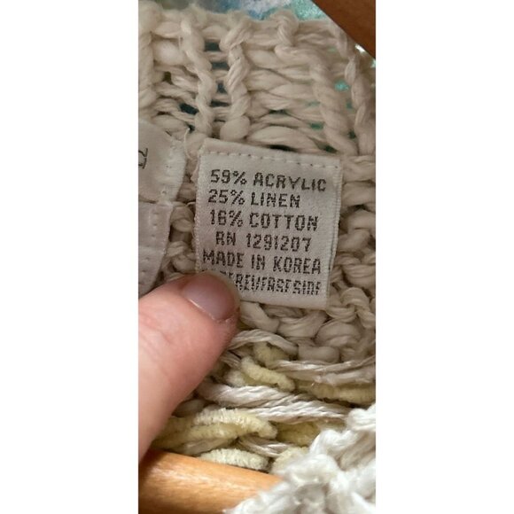 GREG ADAMS Knitted by Hand Fair Island Cardigan Pink Cream White Size Med - Picture 13 of 13